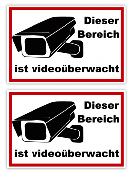 Aufkleber Dieser Bereich ist videoüberwacht / Videoüberwachung 2er Set